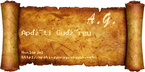 Apáti György névjegykártya